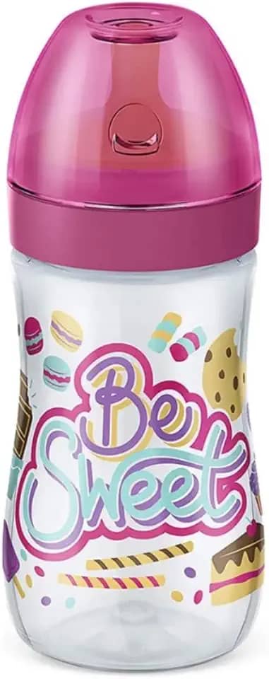 Mamadeira Super Evolution com Bico Látex, 300mL, Sistema Anti-vazamento, Válvula Air System, Polipropileno, Manual, Livre de BPA, +6 Meses (BE SWEET MENINA)