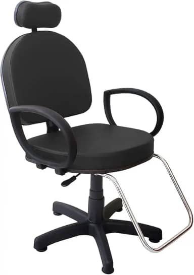 Cadeira Poltrona Salão Cabeleireiro Preta Roma Com Pistão A Gás