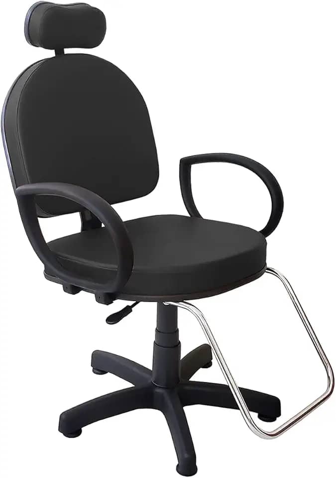 Cadeira Poltrona Salão Cabeleireiro Preta Roma Com Pistão A Gás