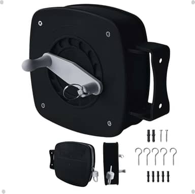 Varal Nylon Retrátil Recolhível De Parede Seca 30m Corda Preto