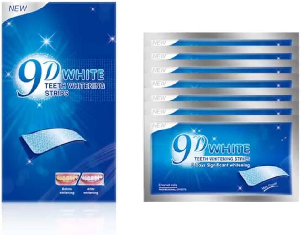 Fitas Branqueadoras White para Dentes, 9D, 14 fitas Adesivas Clareamento Dental fitas, 7 envelopes, Efeito em 3 Dias, ESPECIAL DENTE PREMIUM - Sabor Menta