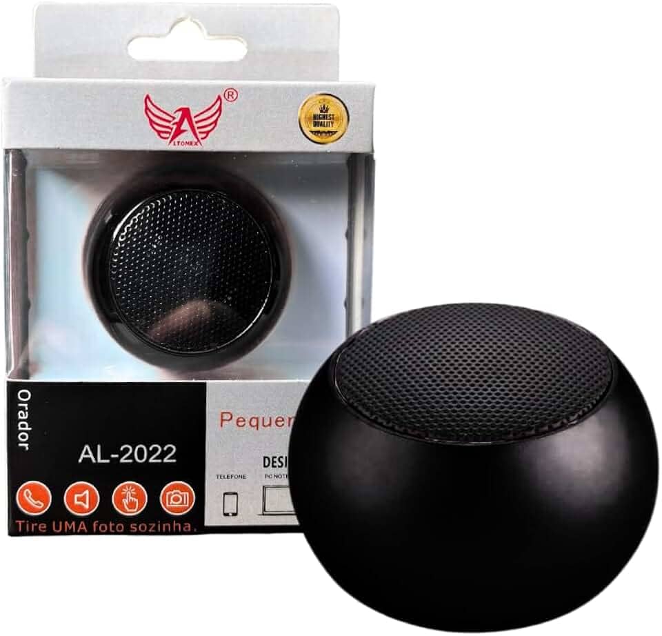 Mini Caixinha de Som Bluetooth Preta - Potência e Portabilidade - Potente - entrada auxiliar, compatível Android e iOS.