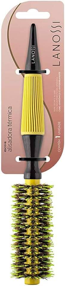 Escova Alisadora Térmica de 15mm, Modelo Ceramic Yellow, Cor Amarelo, Lanossi.