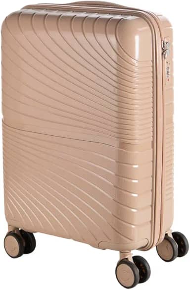 Mala de Bordo Polipropileno Roma Preto – Cadeado TSA Roda 360° (Champagne)