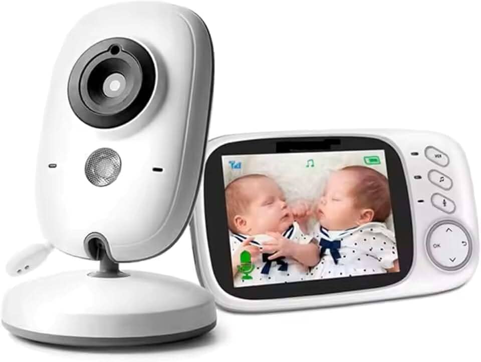 Babá Eletrônica, Câmera para Bebês, Tela LCD Colorida de 3.2, Visão Noturna Infravermelha, Áudio Bidirecional, Detecção de Som VOX, Monitoramento Temperatura, Canção de Ninar 110/220v