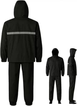 Roupa de Chuva para Motociclista Zein House Tools – Impermeável com Capuz, Faixa Refletiva e Gola Alta – Jaqueta + Calça