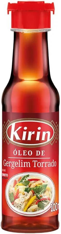 Óleo de Gergelim Torrado Kirin 100 mL para Saladas Carnes Peixes Culinária Oriental