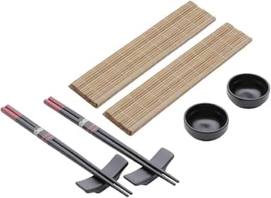 Conjunto Sushi Yokohama 8 Peças Bambu e Cerâmica Elegante para Mesa Oriental