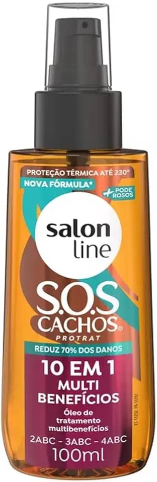 Salon Line, Óleo 10 em 1, SOS Cachos, Multibenefícios, Vegano - Para Cabelos Cacheados e Crespos, 100ml