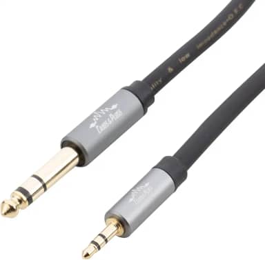 Cabo P2 Stereo 3.5mm para P10 Stereo 6.35mm TRS fio para fone de ouvido headphone Cabos & Plugs (preto, 150cm)