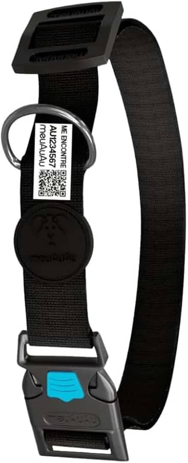 Coleira Com Identificação - Localizador - Qr Code - Com Nome Do Pet - Cães (Black, M)