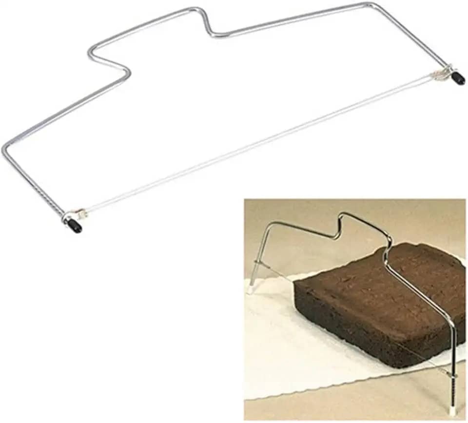 Cortador Nivelador Fatiador De Bolo Fio Duplo 32cm Ajustável Em Aço Inox