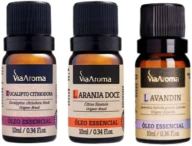 Kit 3 Óleos Essenciais. Reduz o Stress, e Promove Sensação de Paz, Conforto e Bem-estar - Via Aroma.