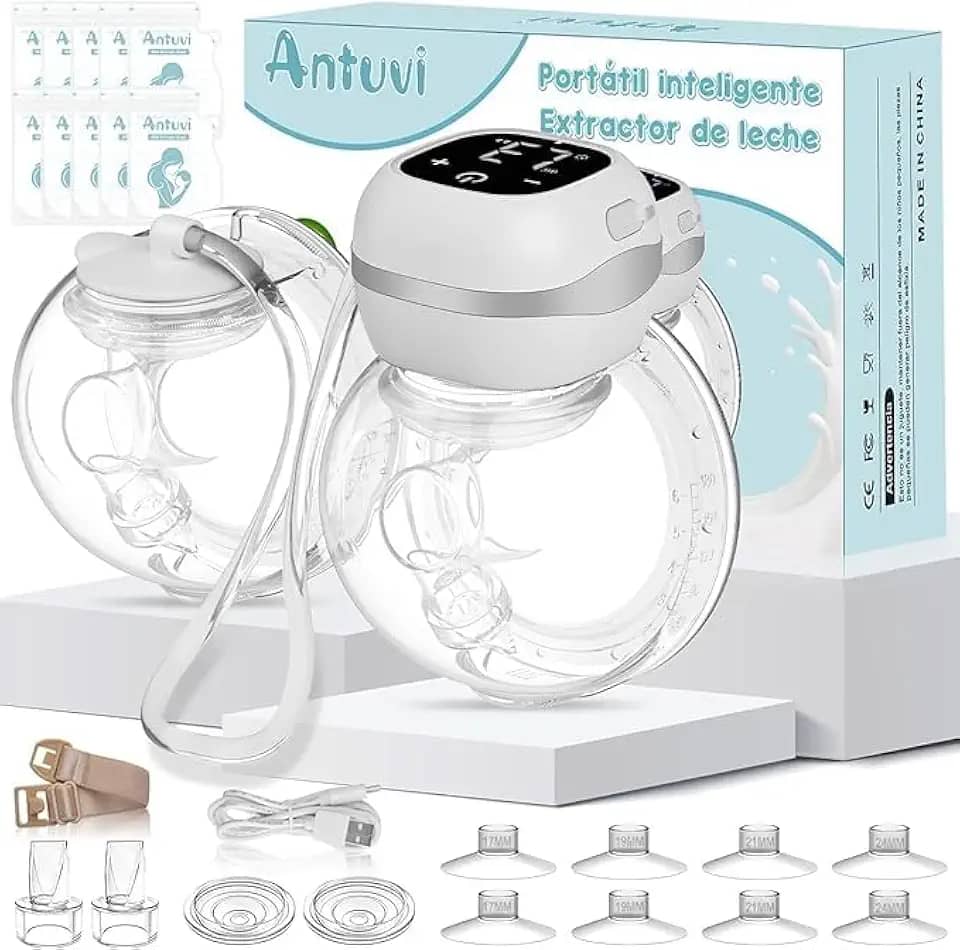 ANTUVI 2 In 1 Vestível de Tirar Leite, Elétrica Extratora de Leite, Portátil Bomba Coletor de Leite, 3 Modos Multidimensional, Livre de BPA