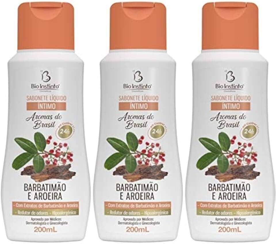 Kit 3 Sabonete Líquido Íntimo Barbatimão E Aroeira 200Ml