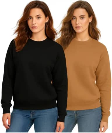 Kit 2 Casaco Moletom Gola Redonda Feminino Careca Blusa De Frio