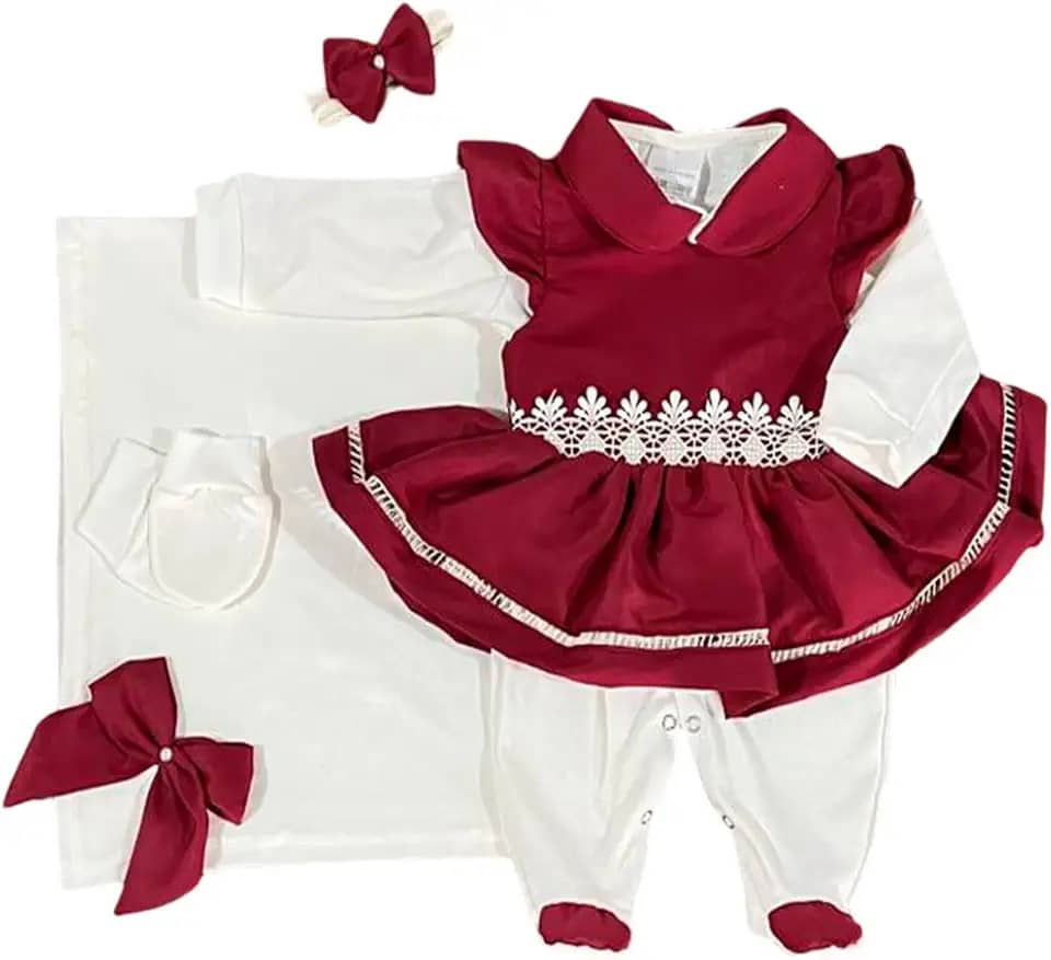 Saída Maternidade Menina Lavínia 05 Peças Roupas de Bebê