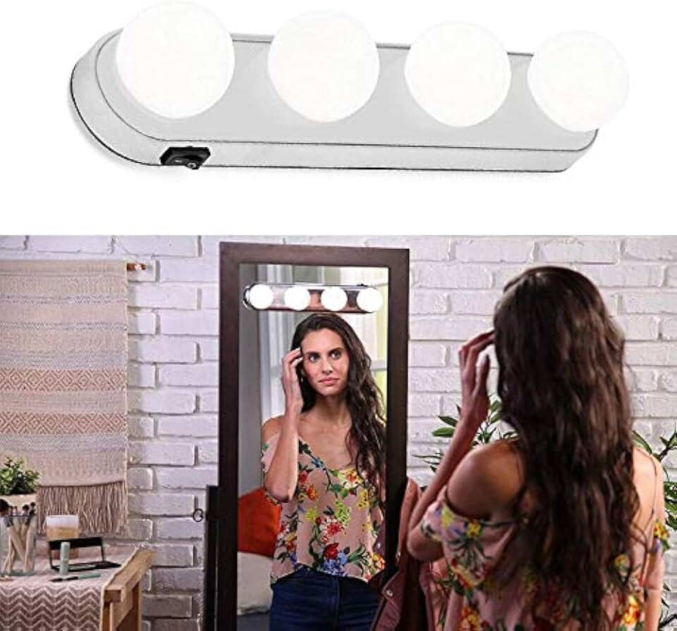 Luz de Espelho Maquiagem Camarim Led 4 Lampadas Sem Fio