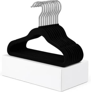 Cabide de Veludo Infantil Antideslizante Azul, Bege, Preto e Rosa (20, Preto)