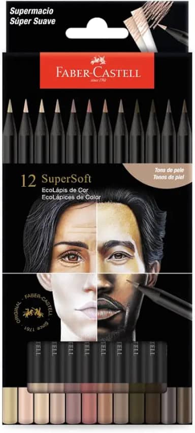 Lápis De Cor, Faber-Castell, Ecolápis Supersoft, 210713, 12 cores Tons de Pele