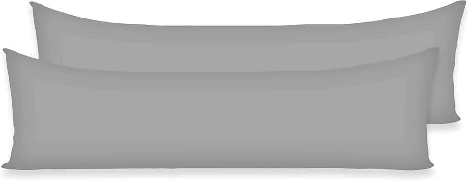 Kit 2 Fronhas C/Zíper 1,30x40cm Percal Flex 400 fios Travesseiro de Corpo Xuxão Toque Macio (cinza)