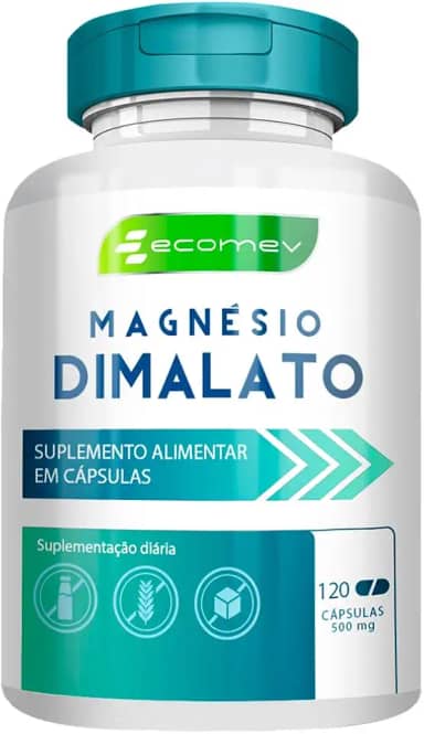 1Un Magnesio Dimalato 100% Puro 120Cáps Importado Maxima Absorção Ecomev