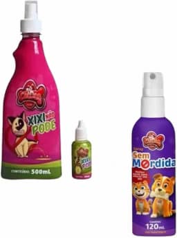 Kit Adestrador De Filhotes Educador Sanitário Xixi Pode 500ml + Xixi Não Pode 30ml + Spray Anti Mordida 120ml, Pipi Sim - Adestra Cachorro Gato Pet