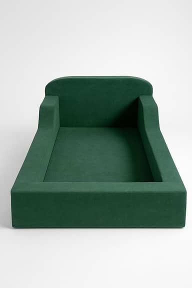 Cama Infantil Montessoriana Verde 100% Espuma, com colchão embutido 0,88 x 1,88 Altura de 40 cm