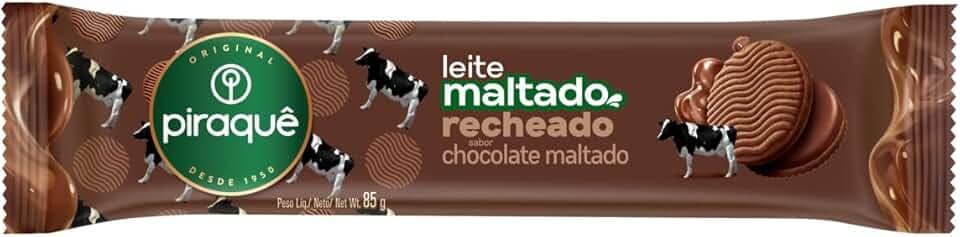 Biscoito Leite Maltado Recheio Chocolate Maltado Piraquê Pacote 85g
