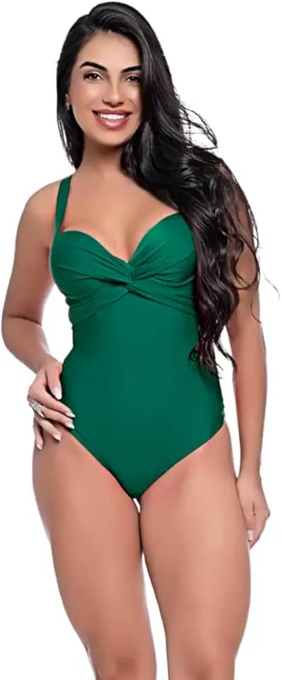 Maiô Feminino Decote Cruzado Chapa Barriga Bojo Removível Alças Cruzadas Ajustáveis Todo Forrado Média Compressão