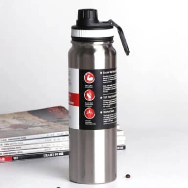 Garrafa de Água Térmica Inox Esportiva Academia Isolada a Vácuo Aço Inox 800ml (Prata)