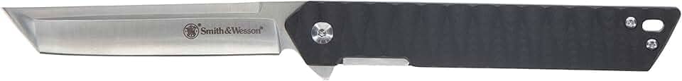 Smith & Wesson Faca dobrável ultra deslizante de aço inoxidável 24/7 de 21 cm com lâmina Tanto de 9 cm e alça G10 para atividades ao ar livre, tática, sobrevivência e EDC, preta