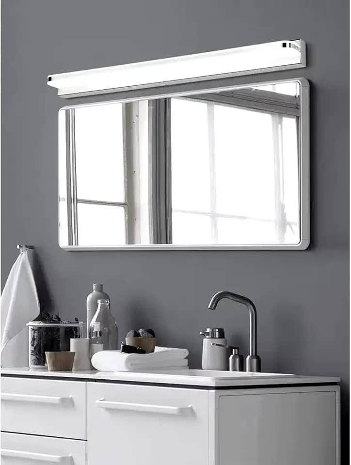 Luminária LED de Parede para Banheiro, 62 cm, Acabamento Cromado Arandela, Luz Branca Fria 6500K