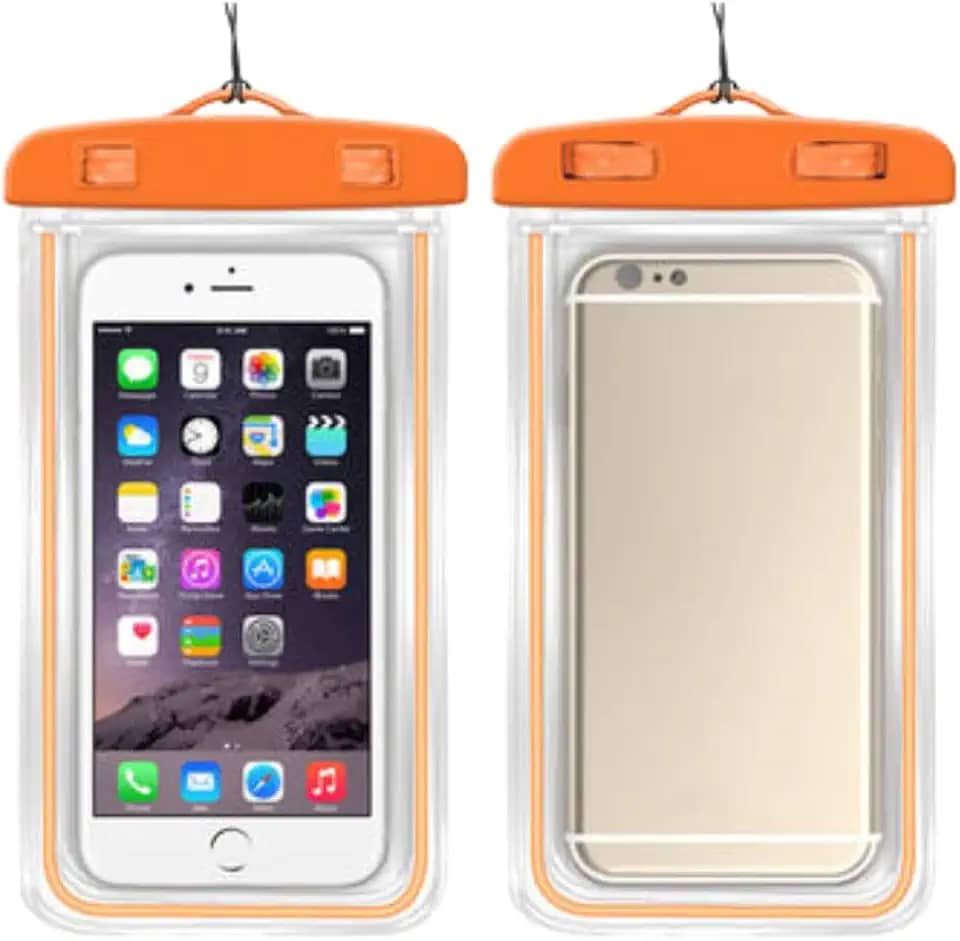 Capa Case Kit 2 Unidades A Prova D'água Impermeável para Celular Smartphone Capinha com Alça Universal Proteção 360º Completa Sensível ao Toque (Laranja)