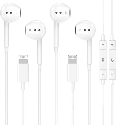 2 pacotes para fones de ouvido iPhone com fio/fones de ouvido com redução Nosie microfone embutido e fones de ouvido de controle de volume compatíveis com iPhone 14/13/12/11/XR/XS/X/8/7/SE/Pro/Pro Max