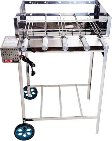 Churrasqueira Portátil com Rodinha e Grill Giratório 5 Espetos Issi Grill