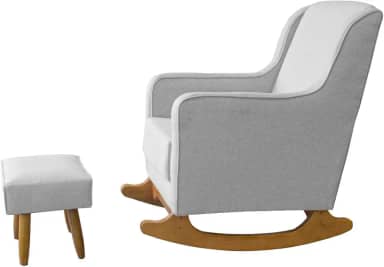 Poltrona cadeira balanço amamentação Linho Cinza- Ds Home