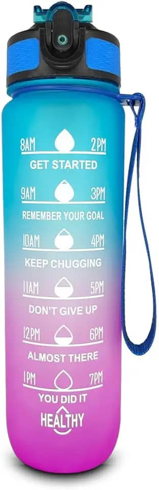 Garrafa Squeeze De Água Tie Dye 1000ml Para Academia Fitness Esporte (Azul e Rosa)