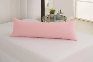 Travesseiro De Corpo Xuxinho Com Capa Micro Percal 200 Fios Enchimento 100% Silicone Tamanho Compacto, Elegância Para Quartos E Salas. (Rosa)