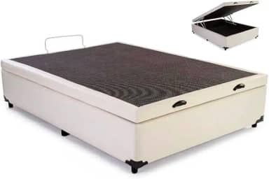 Cama Box Baú Casal Sintético Corino Blindado (Bege)