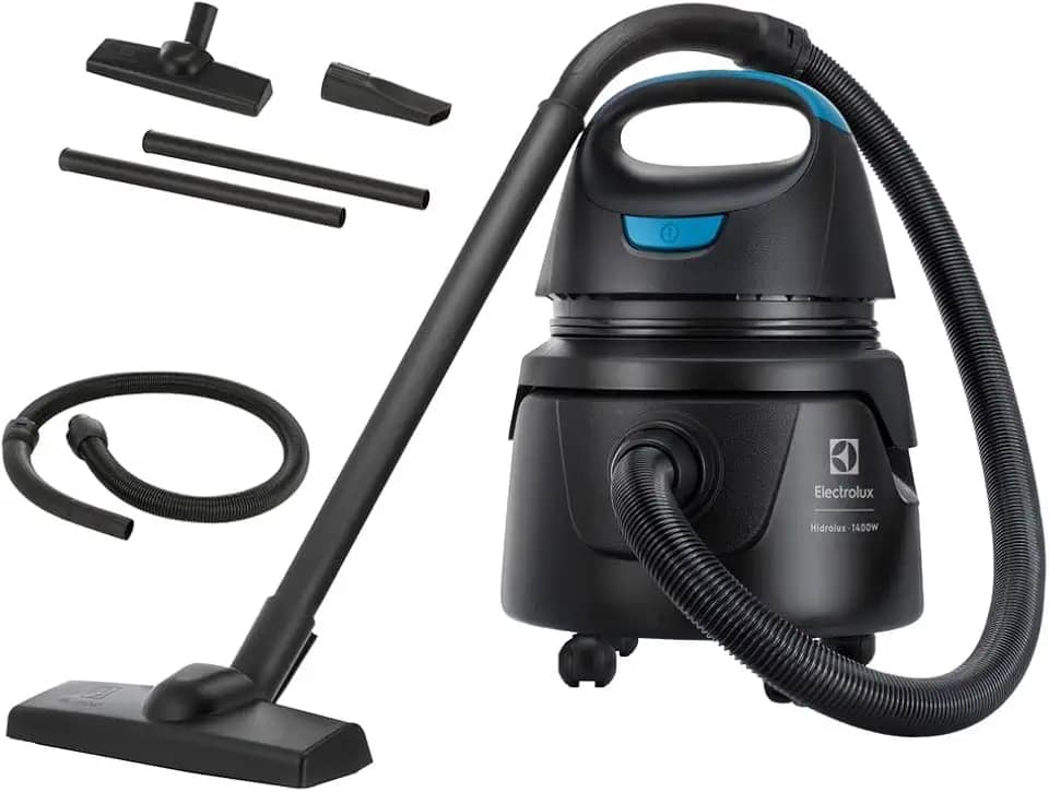 Aspirador água pó Electrolux compacto potente função sopro 1400W 12 L total 5 L util protetor termico AWD01 220V