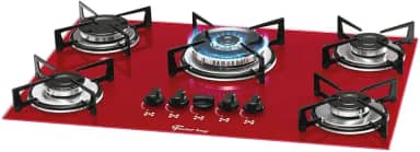 FISCHER COOKTOP À GÁS 5 BOCAS TRIPLA CHAMA MESA VIDRO ROUGE BIVOLT - 1743-15738