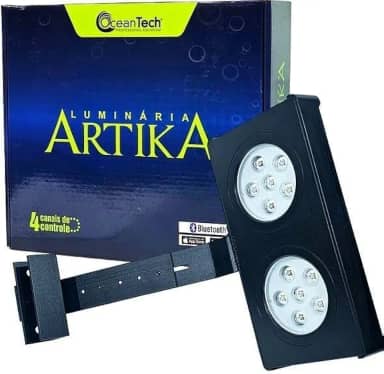 Luminaria LED Marine Ocean Tech 36W Para Aquários Marinhos Reef Corais Bluetooth 22x11x3cm