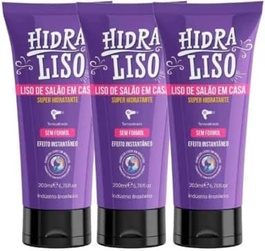 3 HidraLiso - Liso de Salao em Casa, Alisante Para Cabelo Organico, Progressiva de Chuveiro Sem Formol