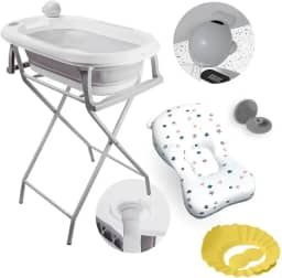 Banheira Dobrável Com Suporte e Acessórios YPB188 Cinza Yuupi