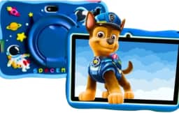 Tablet Infantil com Capa Protetora Espacial – Escolha entre Rosa (com caneta rosa) ou Azul (com caneta azul)'