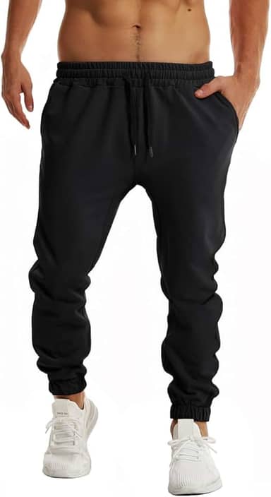 Calça de moletom masculina para academia, corrida, treino, corrida, fitness, atlética, cordão com bolsos