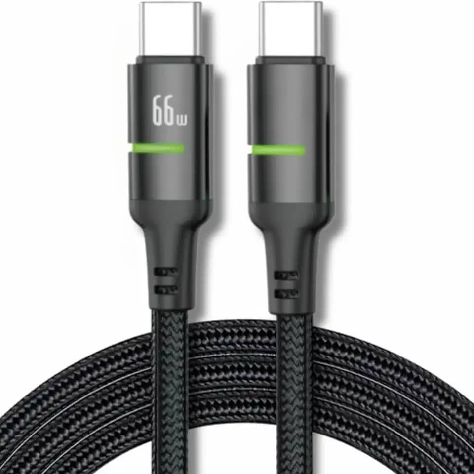 Cabo USB-C Tipo C 66w Trançado De Nylon Preto Compativel com Iphone 15,15 Pro/Max, Compativel iphone16,16 Pro/Max IOS/Android Certificado Premium Reforçado