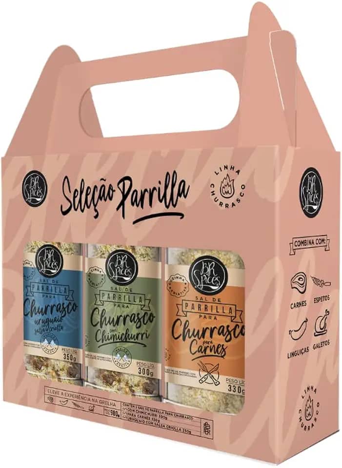 Kit Seleção Parrilla BR Spices 980G com 3 Sais Para Churrasco