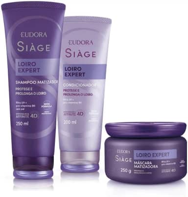 Eudora Kit Siàge Loiro Expert: Shampoo 250ml + Máscara 250g + Condicionador 200ml